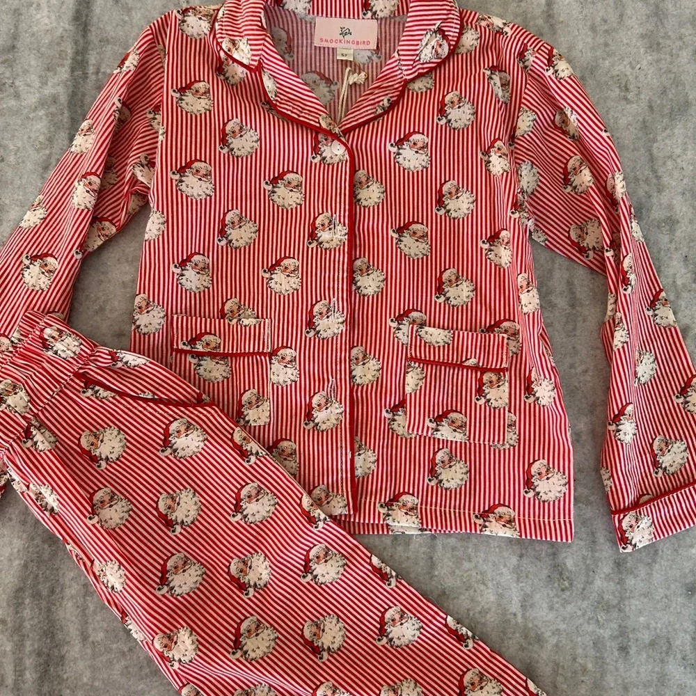 Smockingbird Vintage Red Striped Pajama Set - Classic Button-Up Size 5